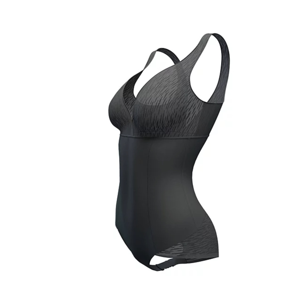 Leonisa Women Sheer Stripe Detail Sculpting Bodysuit Black Size M - Picture 2 of 5